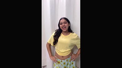 cute girl sexy navel in yellow tshirt2