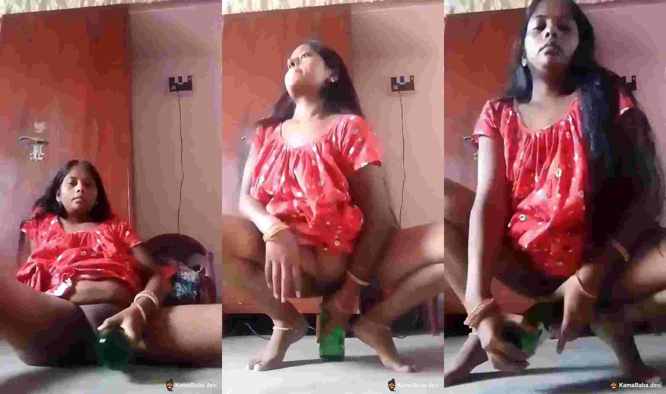 Horny Village Bhabhi using Beer Bottle For Masturbation XXX Video