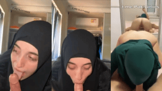 Married Pakistani Hijabi Licks Her Lover’s Shaft Then Sucks Him Naked in a Green Hijab